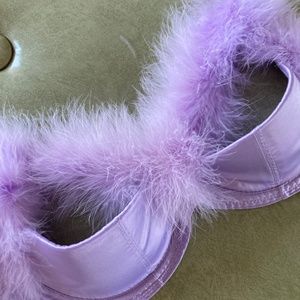 Savage X Fenty lavender satin feather bra